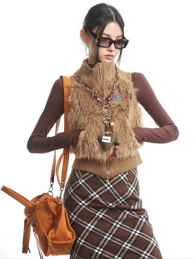 Furry Casual Short Vest Jacket UNC0319