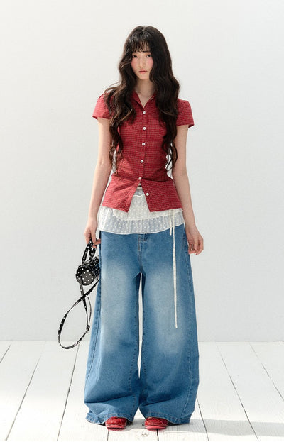 Red Short-sleeved Shirt SHI0146
