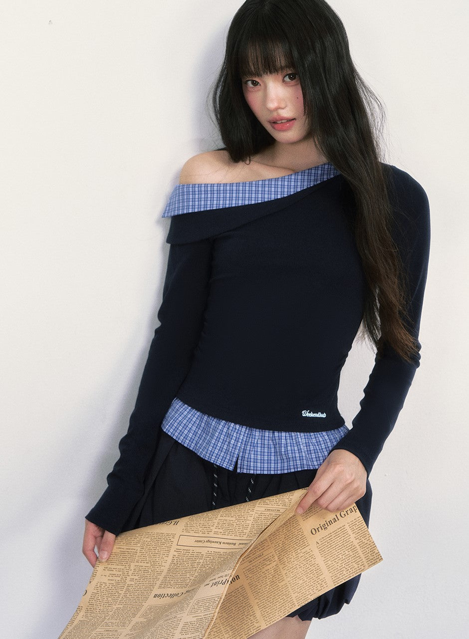 Fake Two-piece Off-shoulder T-shirt WEE0011