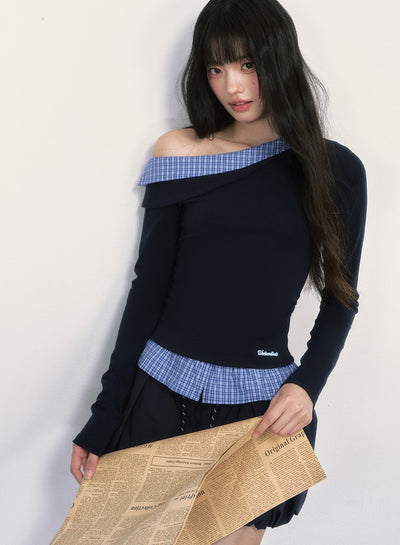 Fake Two-piece Off-shoulder T-shirt WEE0011