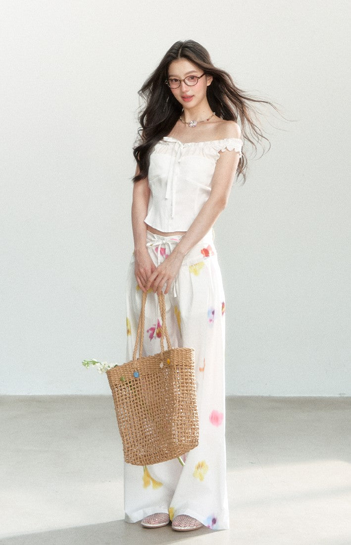 White Bow Design Slim Top SHI0166