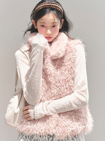 Pink Reversible Faux Fur Vest Jacket DIA0720