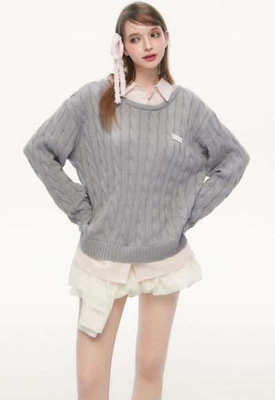 Fake Two-piece Casual Shirt Sweater SPE0078