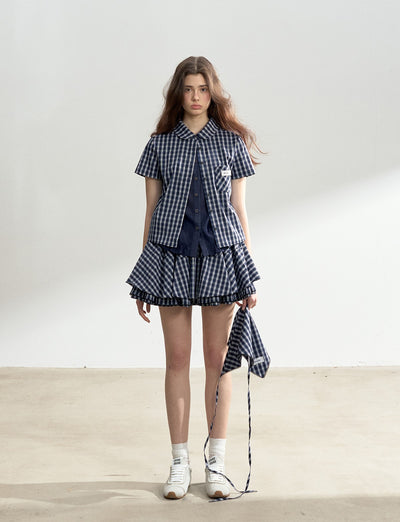 Plaid Multi-layered Puffy Skirt/Scarf SUN0138