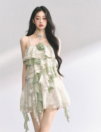Lace Floral Suspender Dress DIA0440