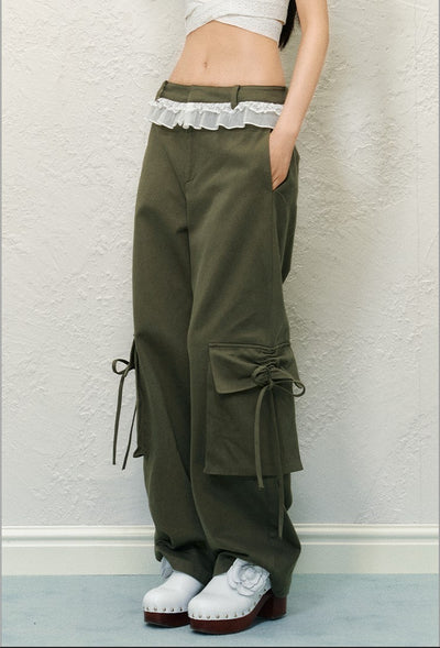 Large Pocket Lace Drawstring Pants AGM0130