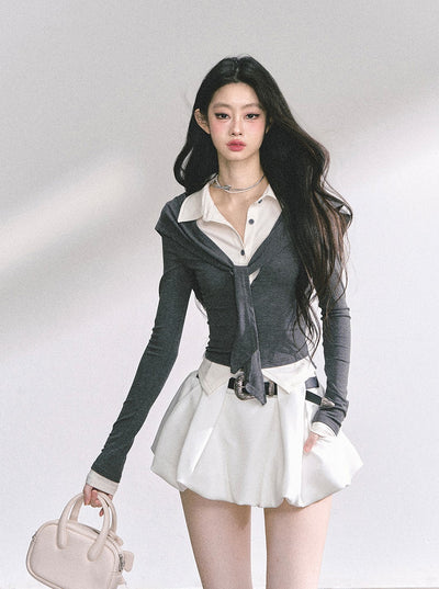 Fake Two-piece Short Polo Shirt DIA0541