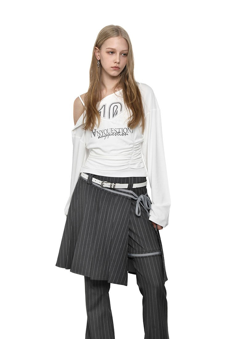 Fake Two-piece Suspender Print T-shirt ANY0078