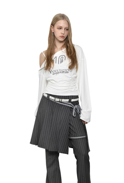 Fake Two-piece Suspender Print T-shirt ANY0078