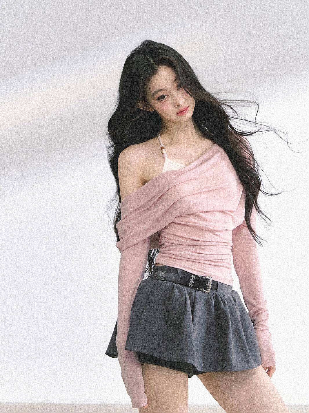 Fake Two-piece Off-Shoulder T-shirt DIA0528