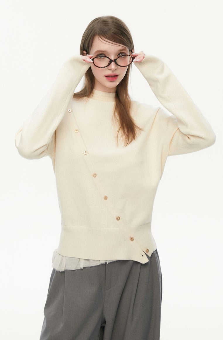 Patchwork Irregular Long-sleeved Sweater SPE0071