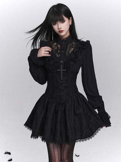 Black Lace High-Waisted Skirt LAD0243