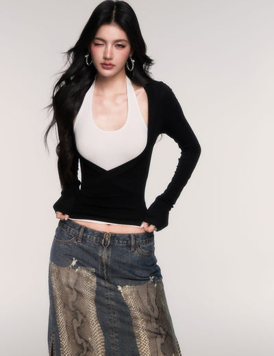 Two-Piece  Halter Neck T-Shirt LUL0204