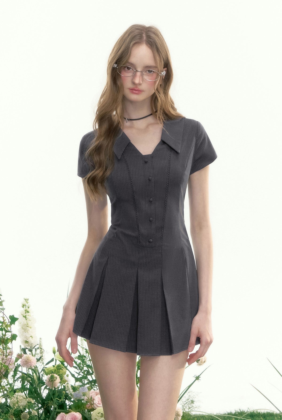 Lapel Retro Waist Dress AYF0085