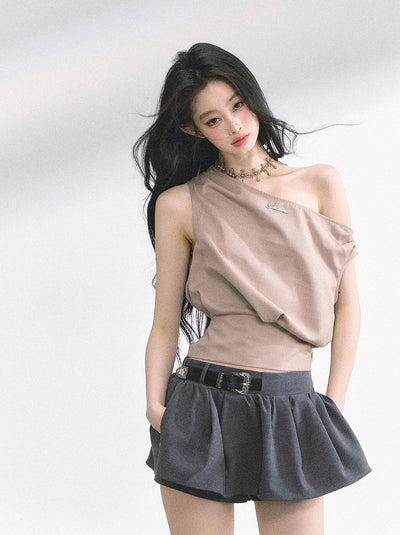 Slim Waist Off-shoulder Top DIA0494