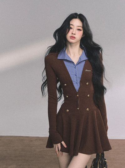 Fake Two-piece French Knitted Dress DIA0613