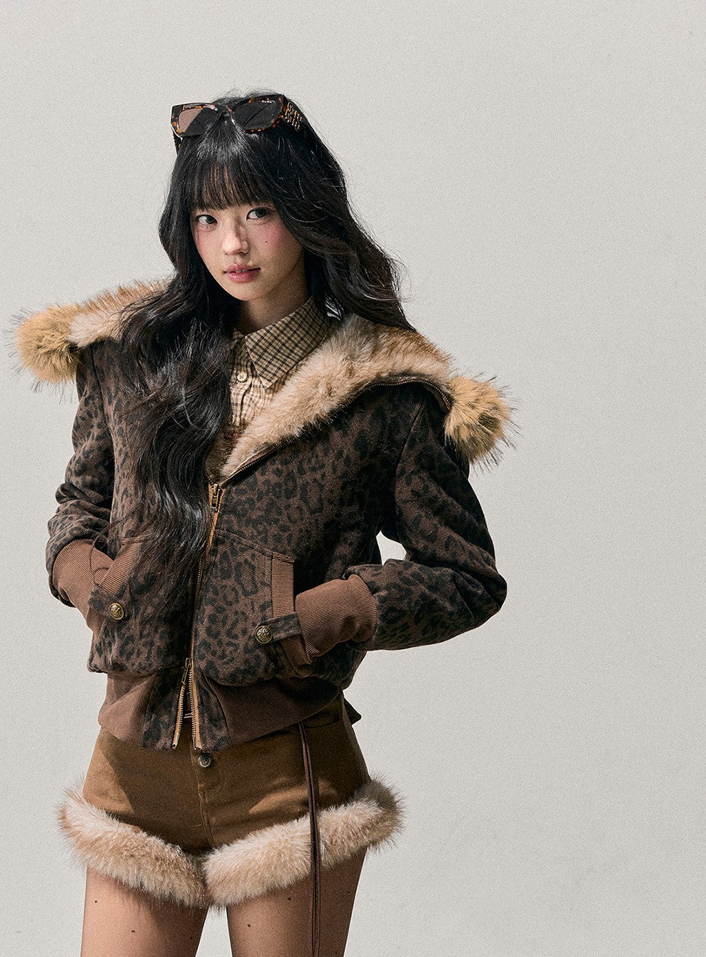 Quilted Leopard Print Fur Jacket DIA0715