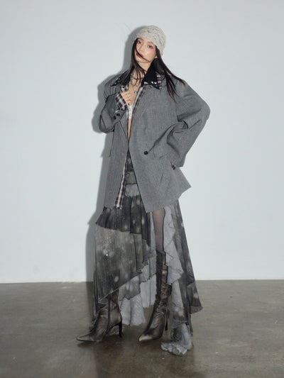 Printed Chiffon Irregular Ruffle Skirt JNY0279