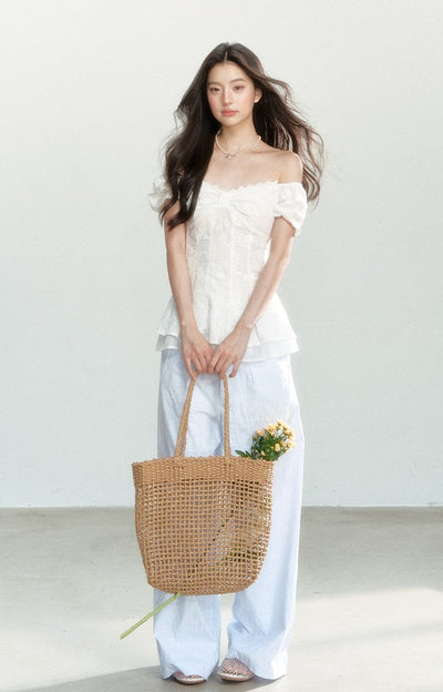 White One-shoulder Lace Top SHI0162