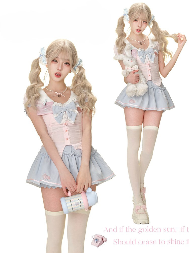Sailor Collar Bow Shirt/Short Skirt SER0187