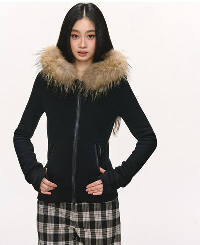Fur Collar Hooded Sweatshirt Jacket ANA0102