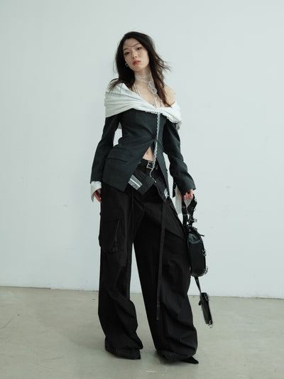 Off-shoulder Fake Two-piece Suit Jacket JNY0218