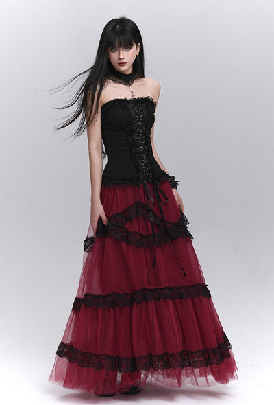 Red Tulle Long Skirt LAD0211