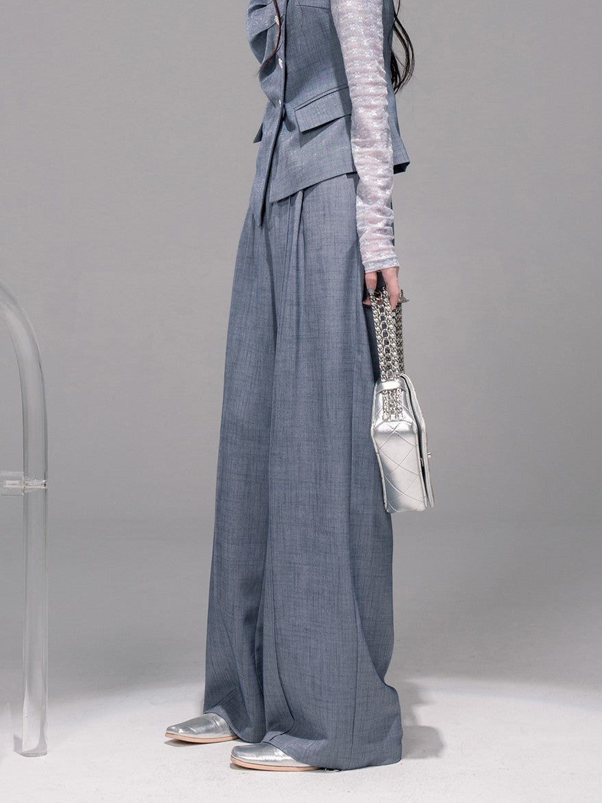 Starry Gray-Blue Camisole+Pants+Tulle Top COT0339