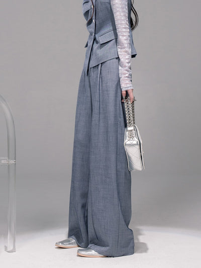 Starry Gray-Blue Camisole+Pants+Tulle Top COT0339