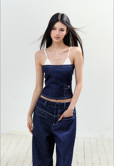 Diamond Suspender Top/Denim Pants AGM0158