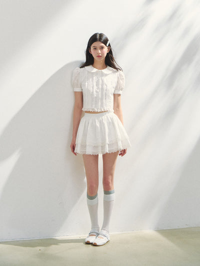 Plaid Floral Shirt/Cake Skirt SUN0148