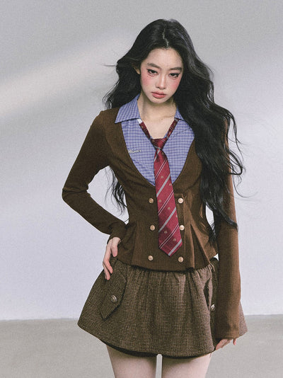 Fake Two-piece Polo Collar Knitted Shirt DIA0602