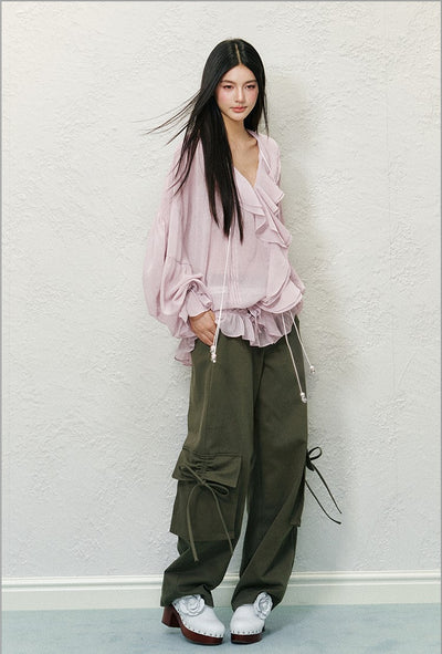 Lace Ruffled Chiffon Shirt AGM0127