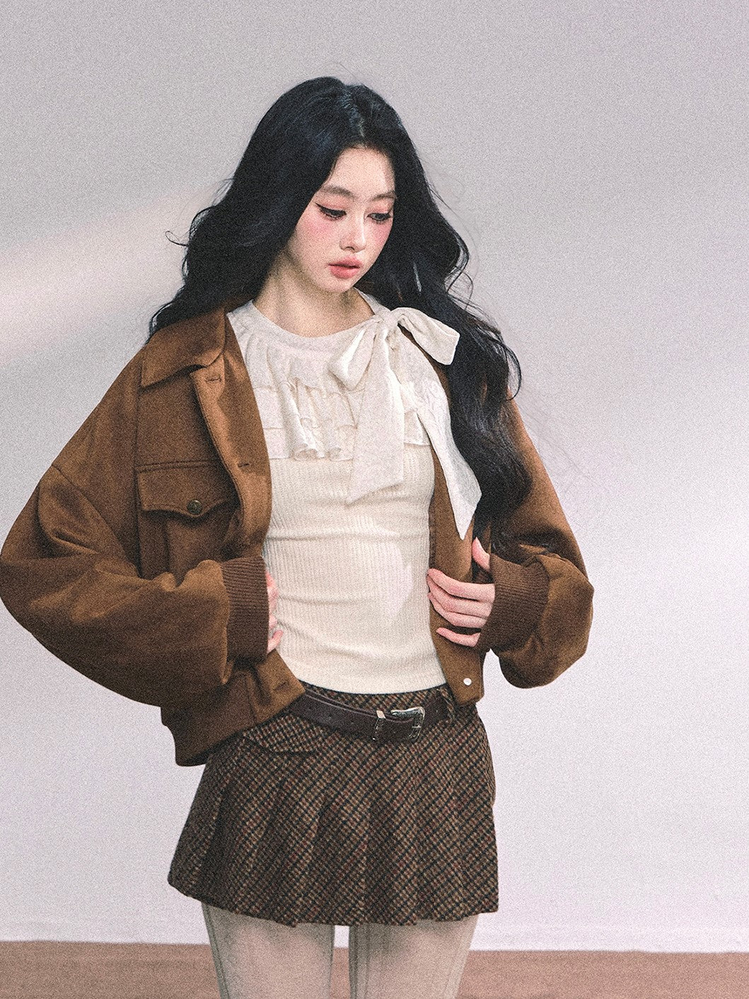 Fake Two-piece Lace Knitted Shirt DIA0657