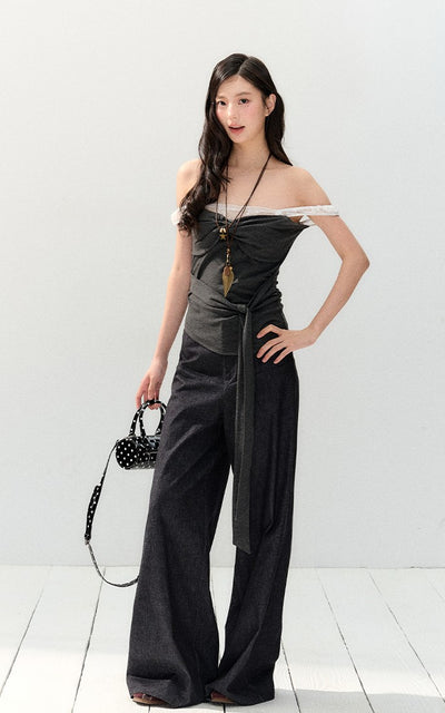 Lace One-shoulder Sling Top SHI0152