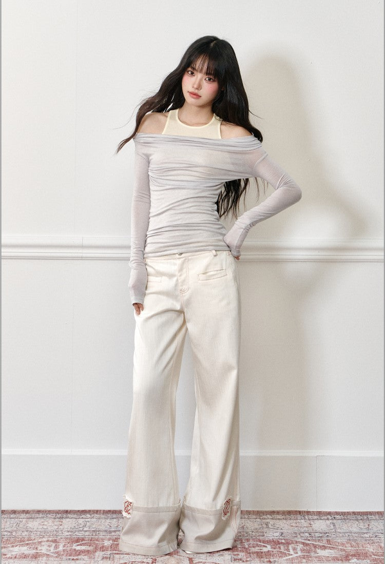 Fake Two-piece Off-shoulder T-shirt AGM0179