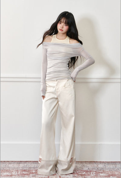 Fake Two-piece Off-shoulder T-shirt AGM0179