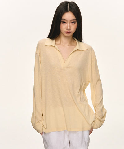 Lapel Loose V-neck Sunscreen Shirt ANA0057