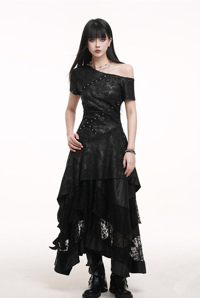 Black Off-shoulder Dress/Inner Skirt LAD0170