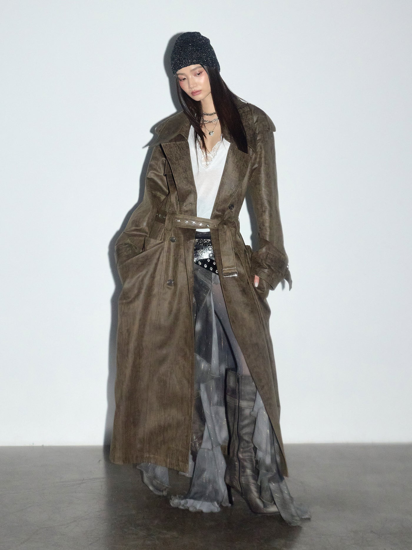 Retro Rock Extra Long Trench Coat JNY0272