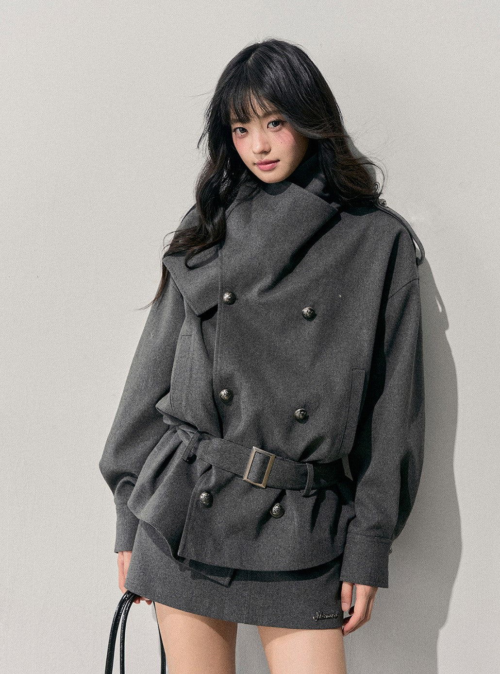Grey Hepburn Style Belt Coat/Skirt DIA0711
