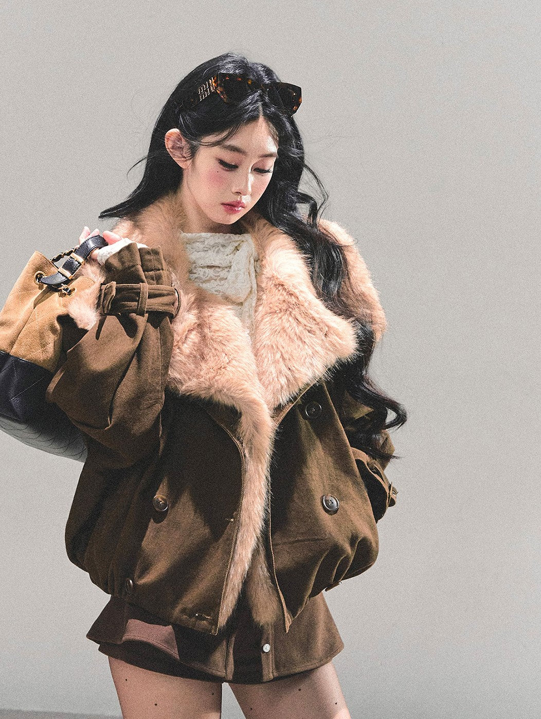 Furry Eco-friendly Large Lapel Jacket DIA0678