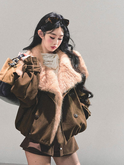 Furry Eco-friendly Large Lapel Jacket DIA0678