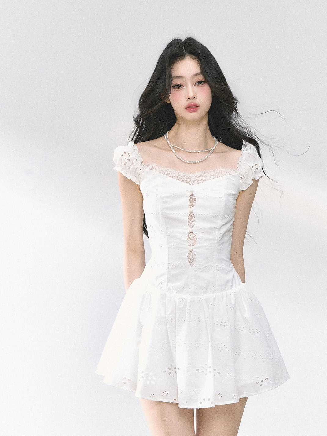 Lace White Short Dress DIA0452