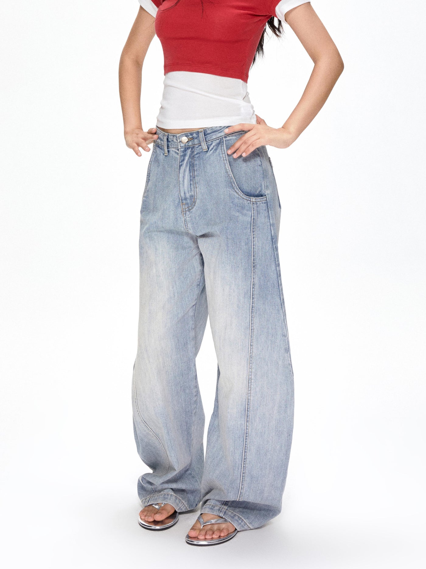 Washed Machete Loose Jeans APE0393