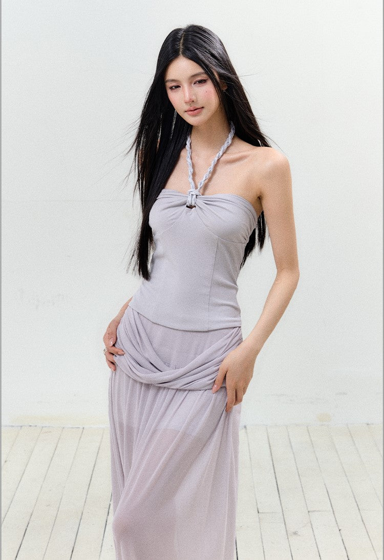 Braided Halter Top/Twisted Maxi Skirt AGM0156