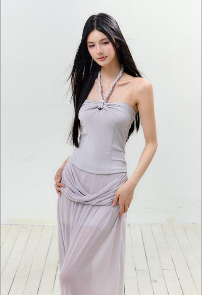 Braided Halter Top/Twisted Maxi Skirt AGM0156