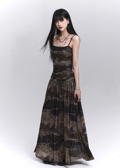 Black and Brown Suspender Dress LAD0210