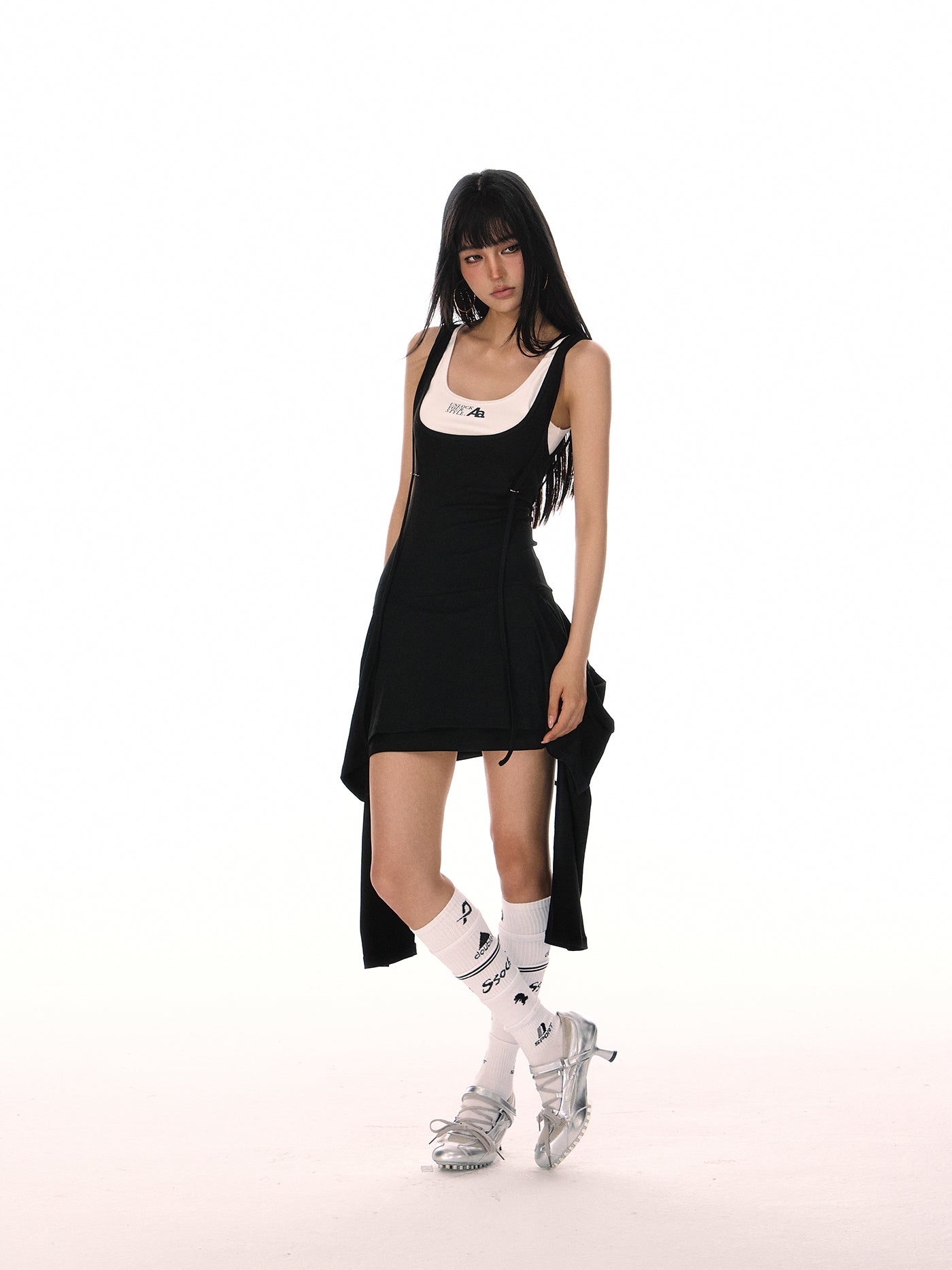 Irregular Hem Fake Two-piece Suspender Dress ACM0076