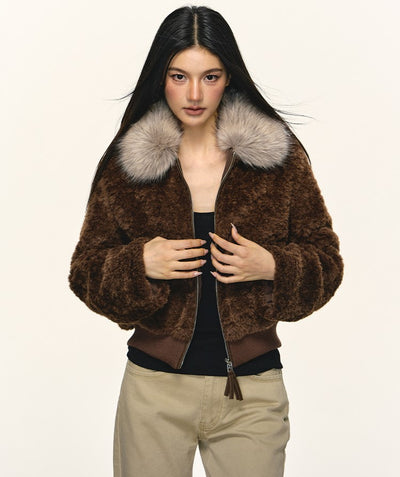 Eco-friendly Fur Collar Short Fluffy Jacket ANA0105